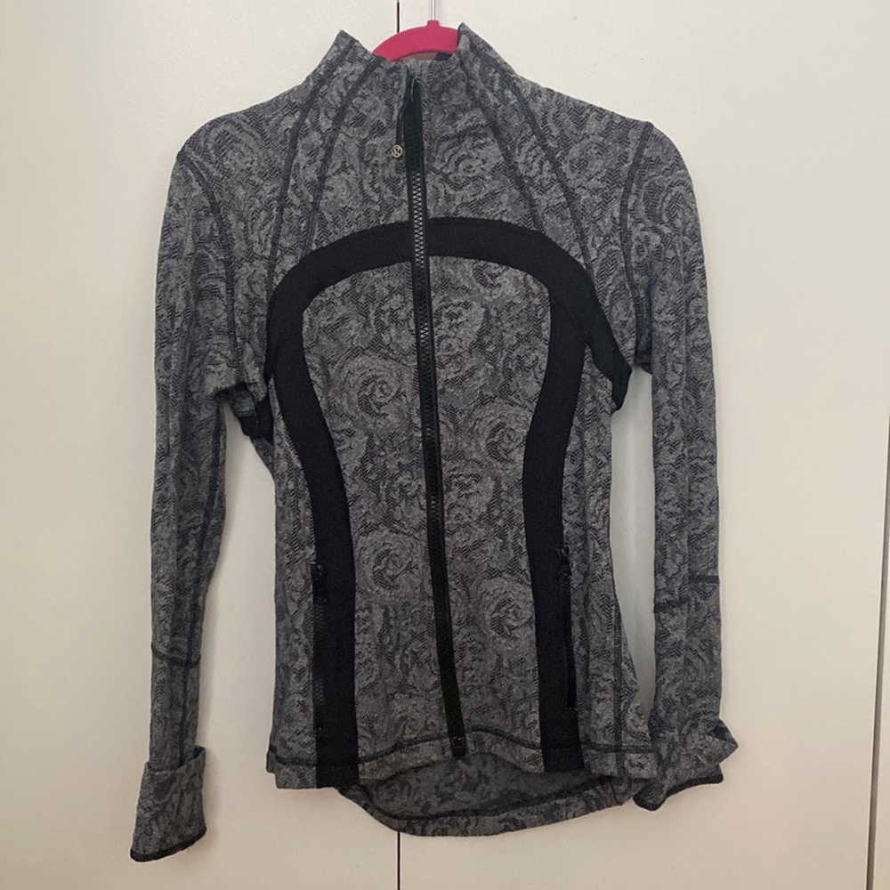 Lululemon Grey rose pattern heathered zip up jacket